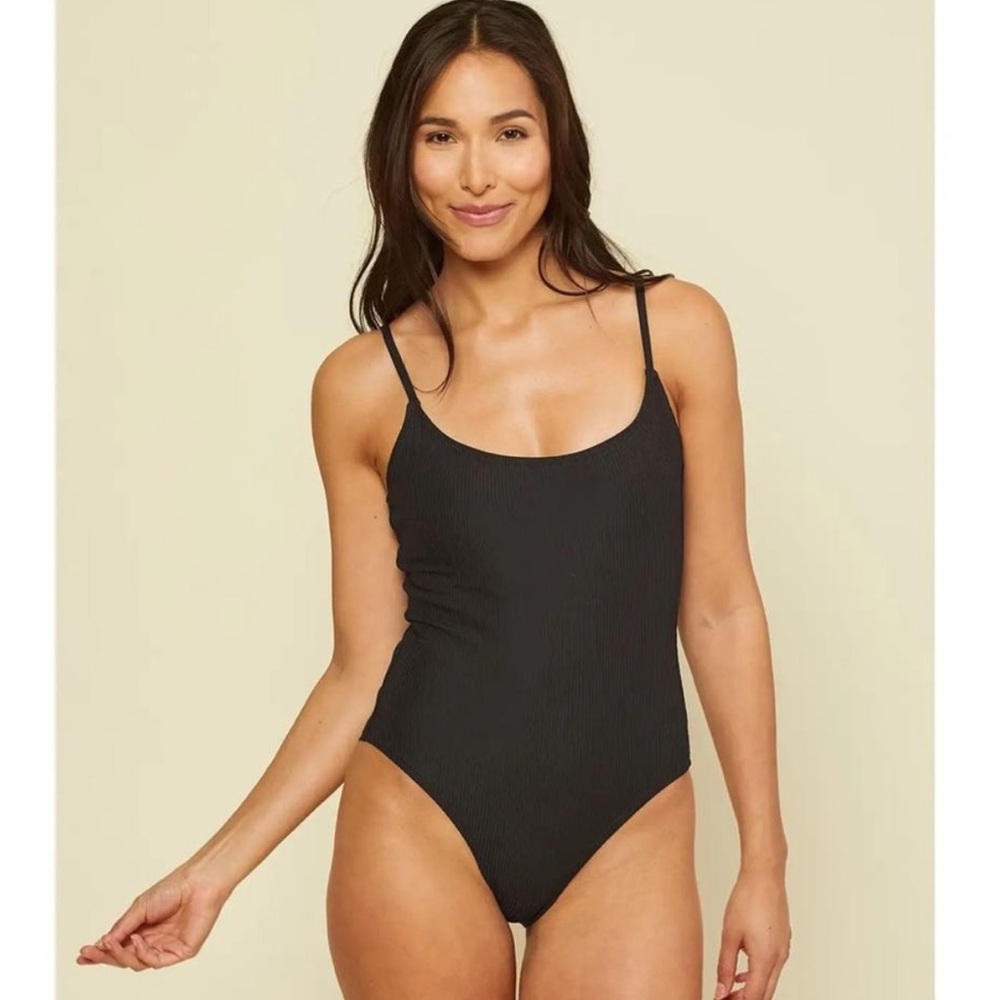 Andie Amalfi Ribbed One Piece Swimsuit Sz XL Tall Black